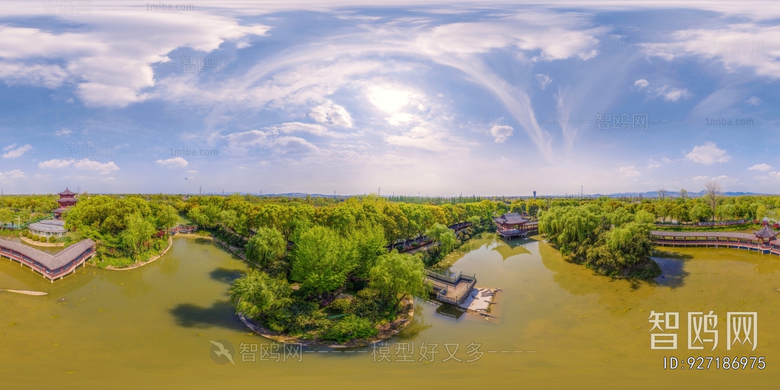 HDR湖泊河流绿化生态城市全景