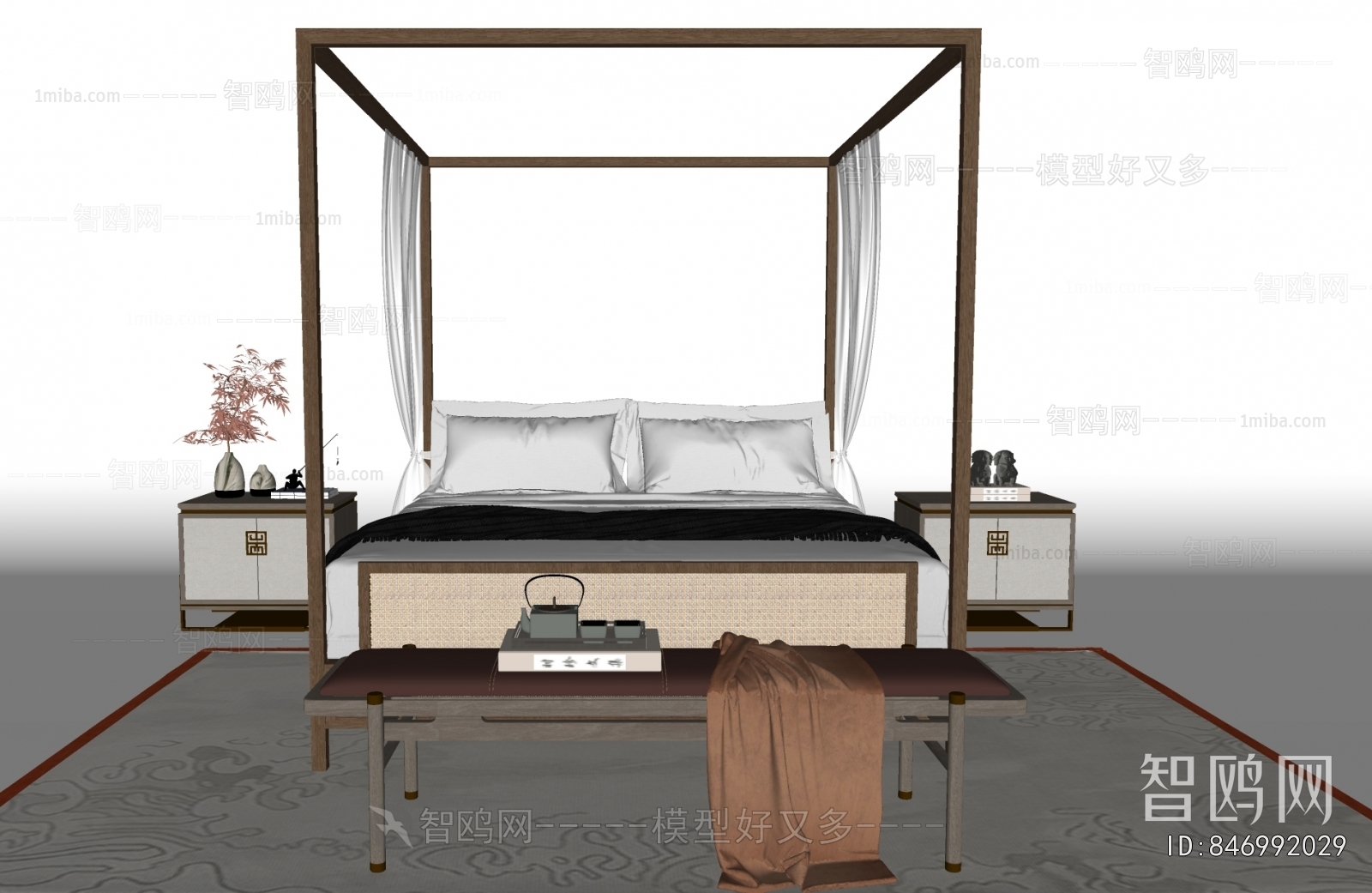 New Chinese Style Double Bed