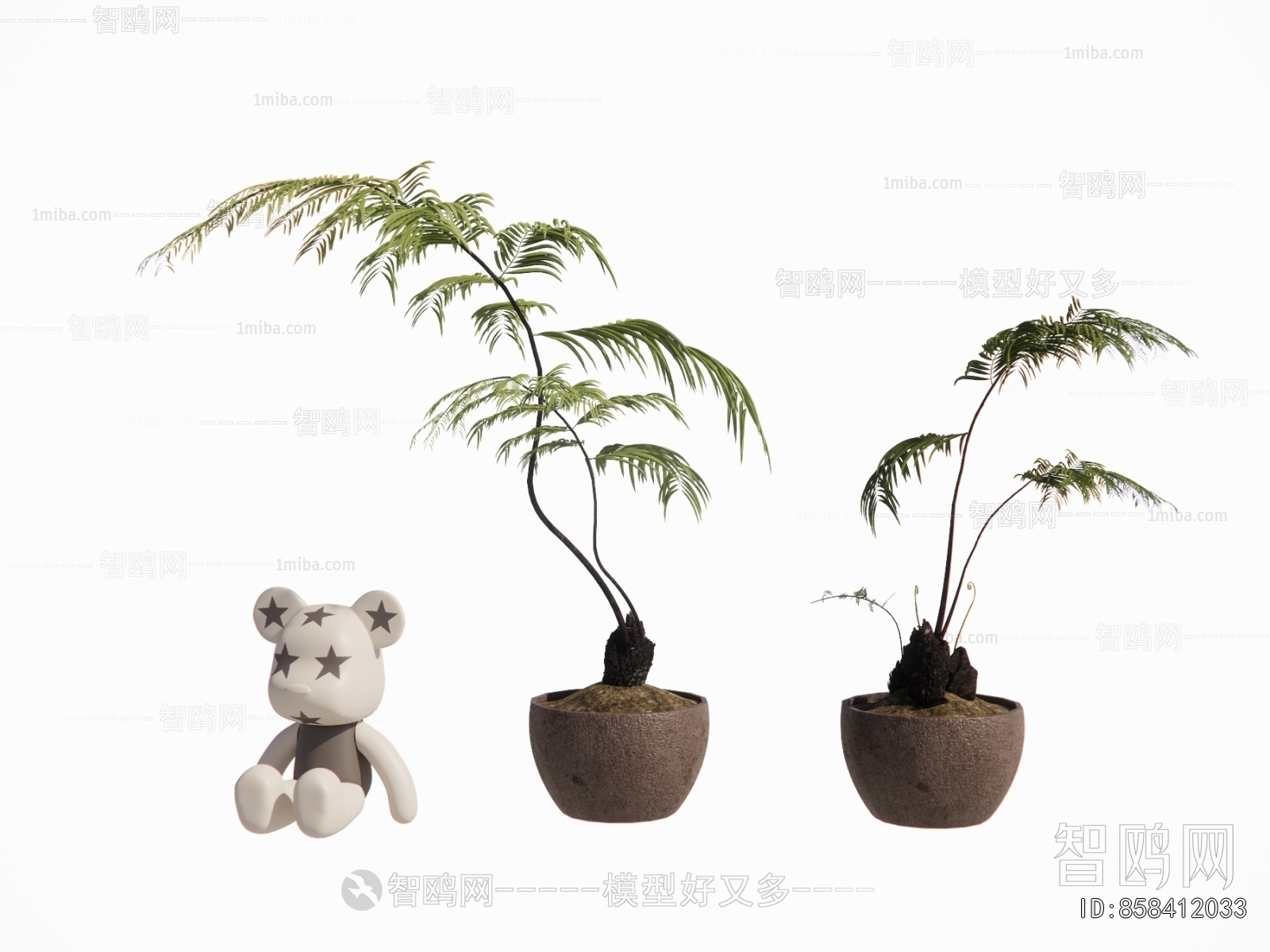 现代蕨类植物盆栽3D模型下载