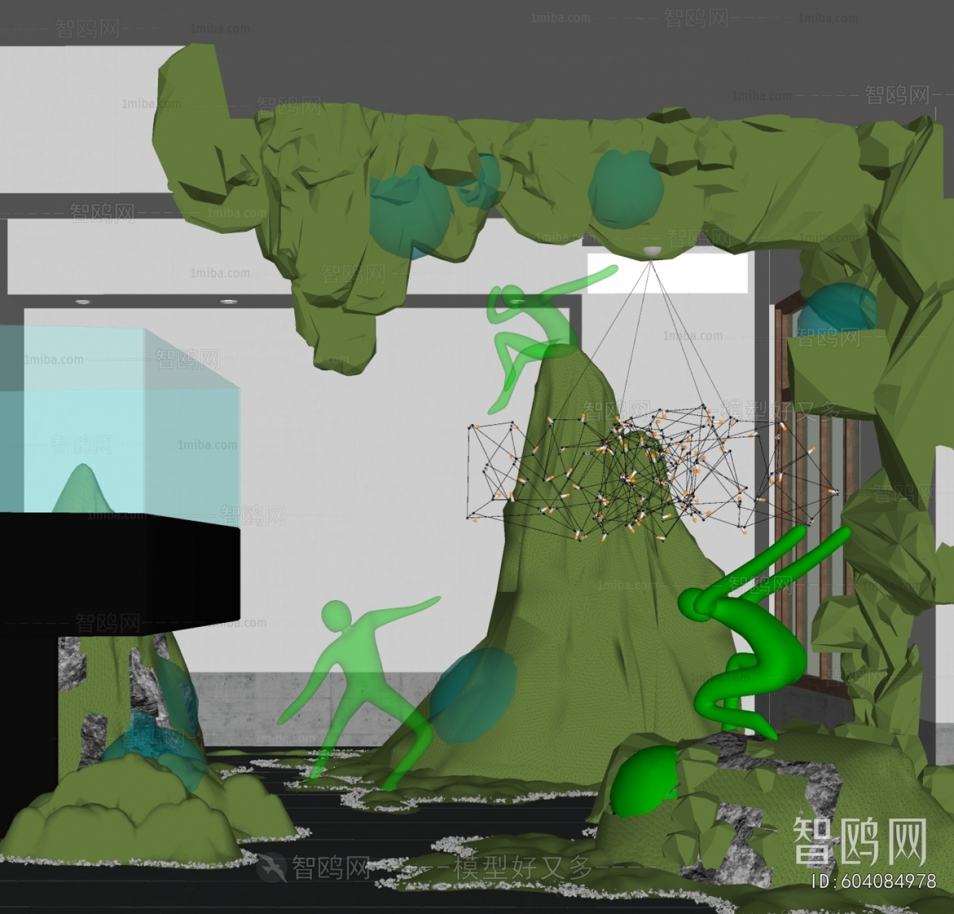 现代室内苔癣造景3D模型下载