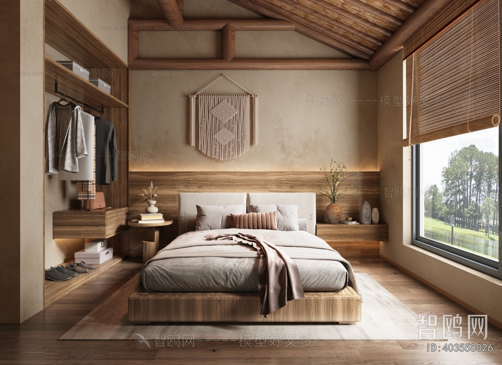 Wabi-sabi Style Guest Room