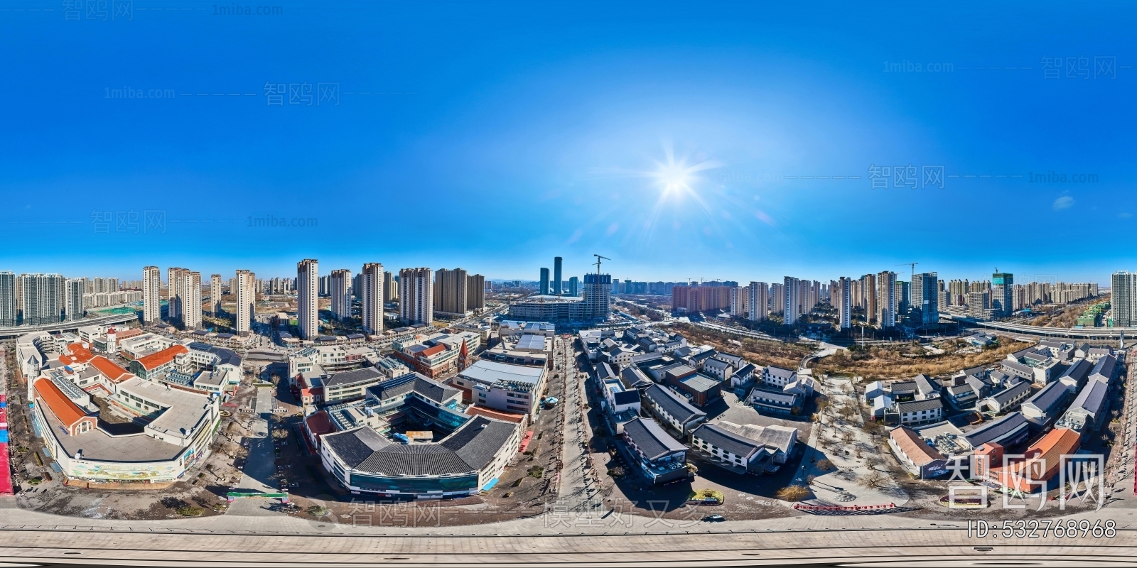 HDR白天城市鸟瞰建筑全景