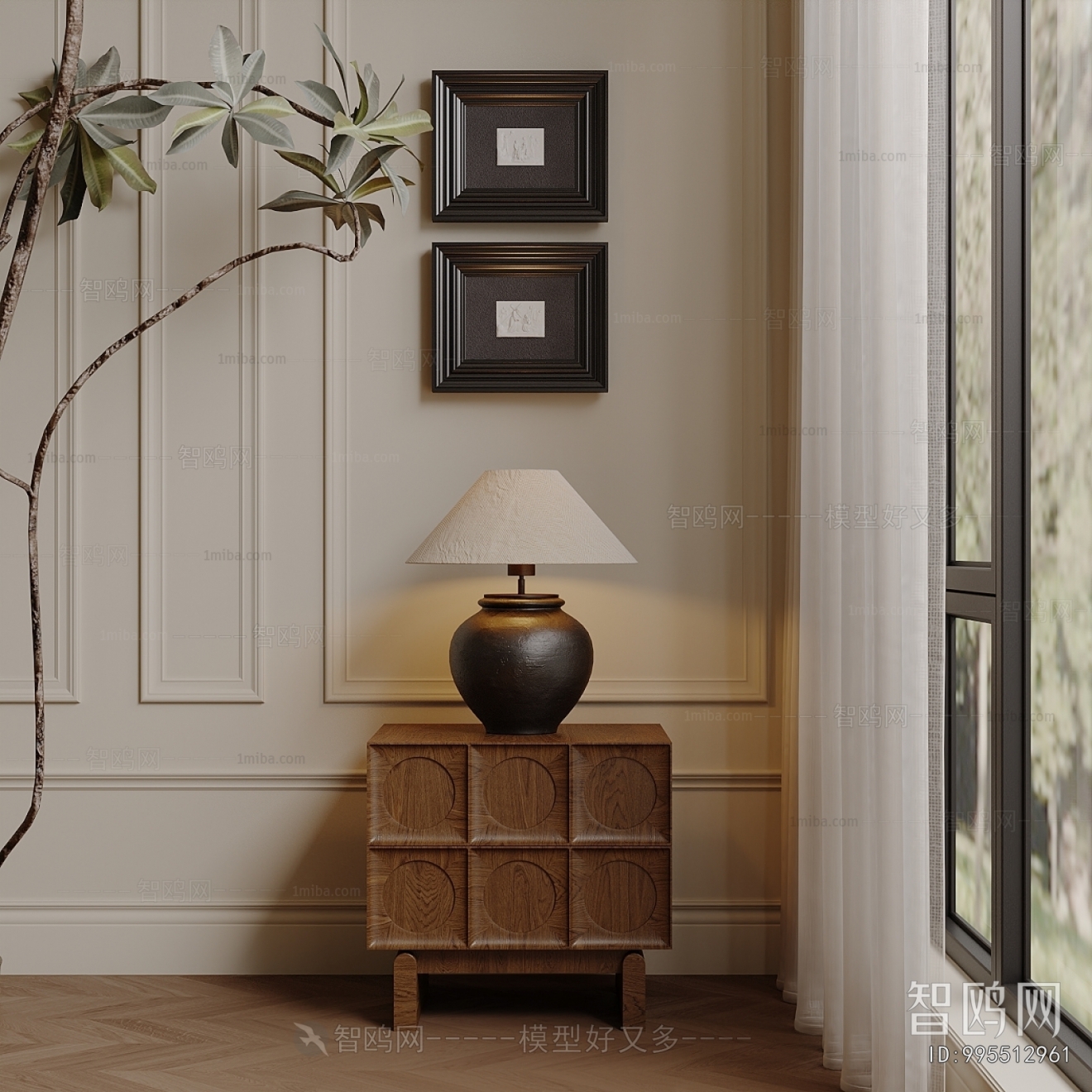 French Style Bedside Cupboard