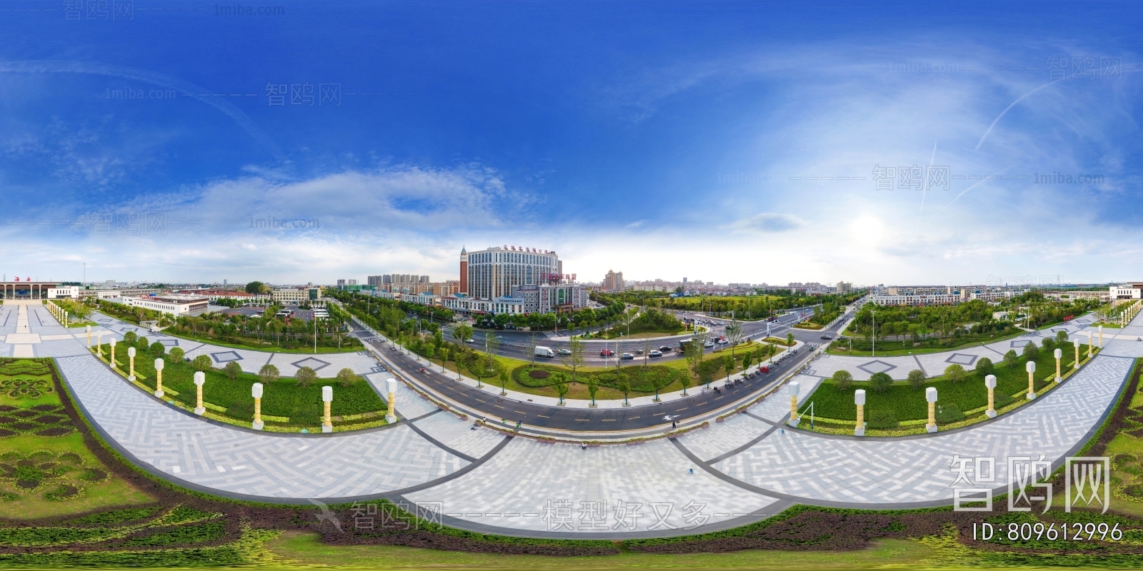 HDR白天城市休闲广场全景