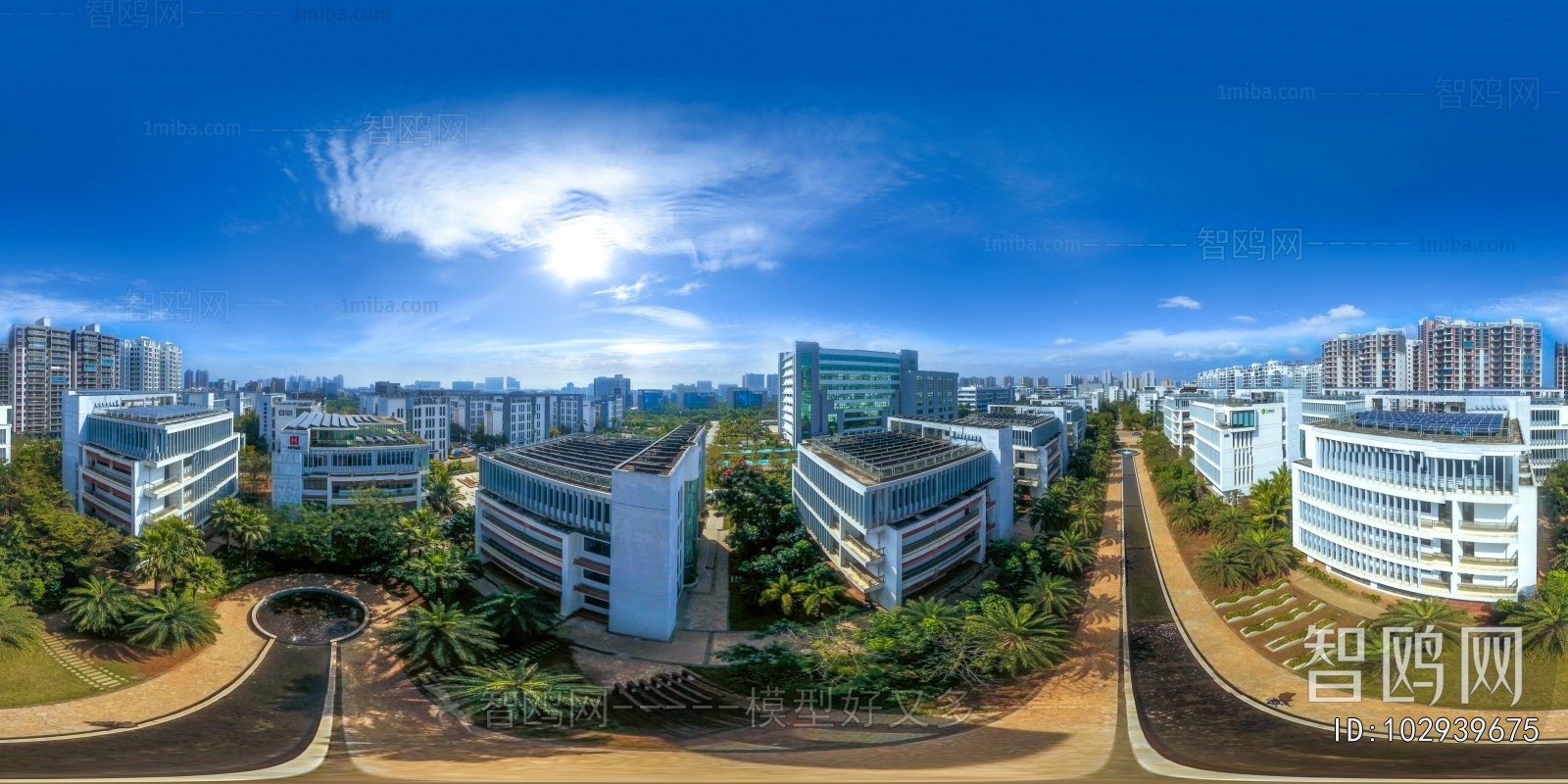 HDR白天城市生态绿化全景