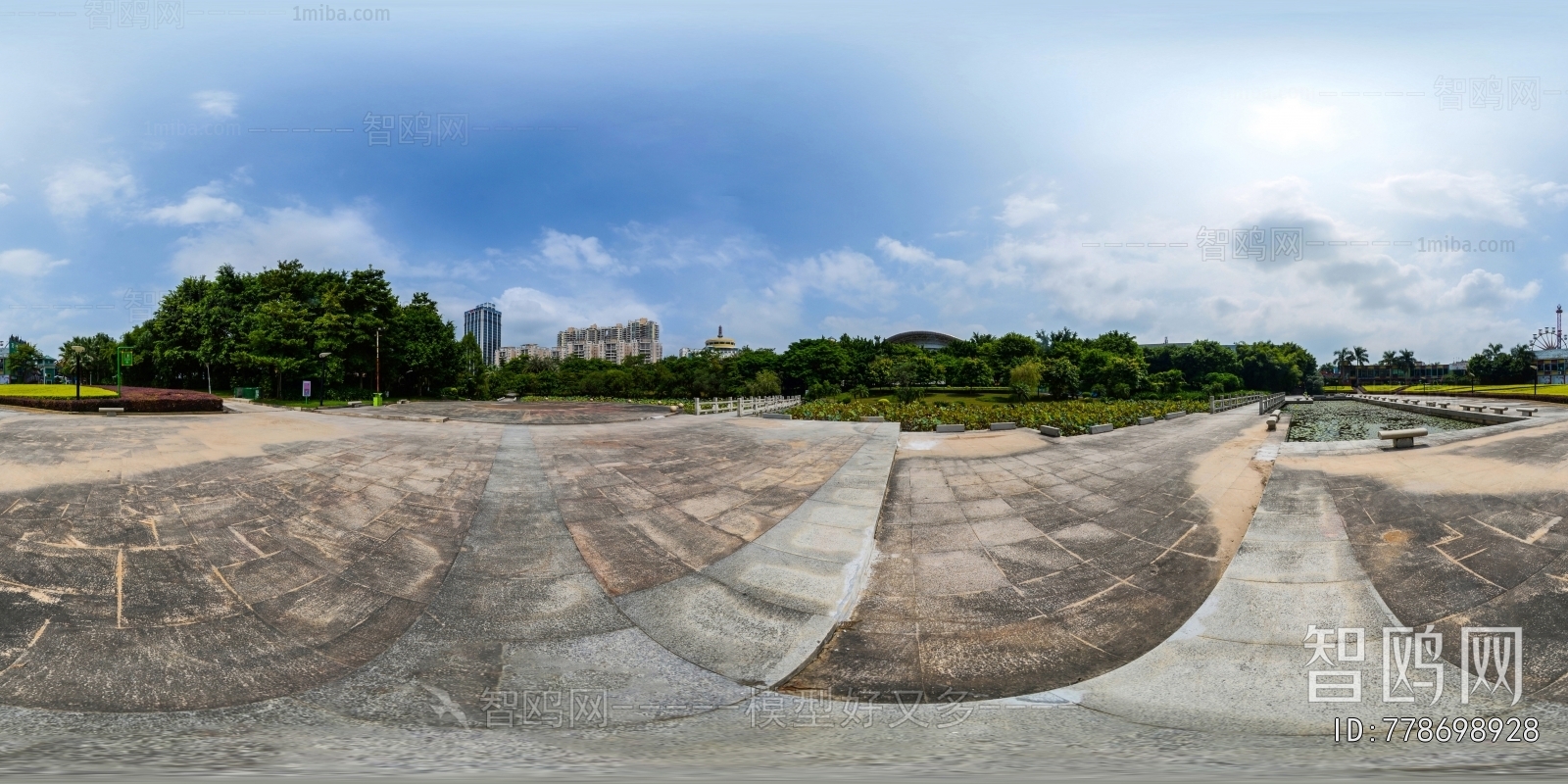 HDR城市小区社区广场全景