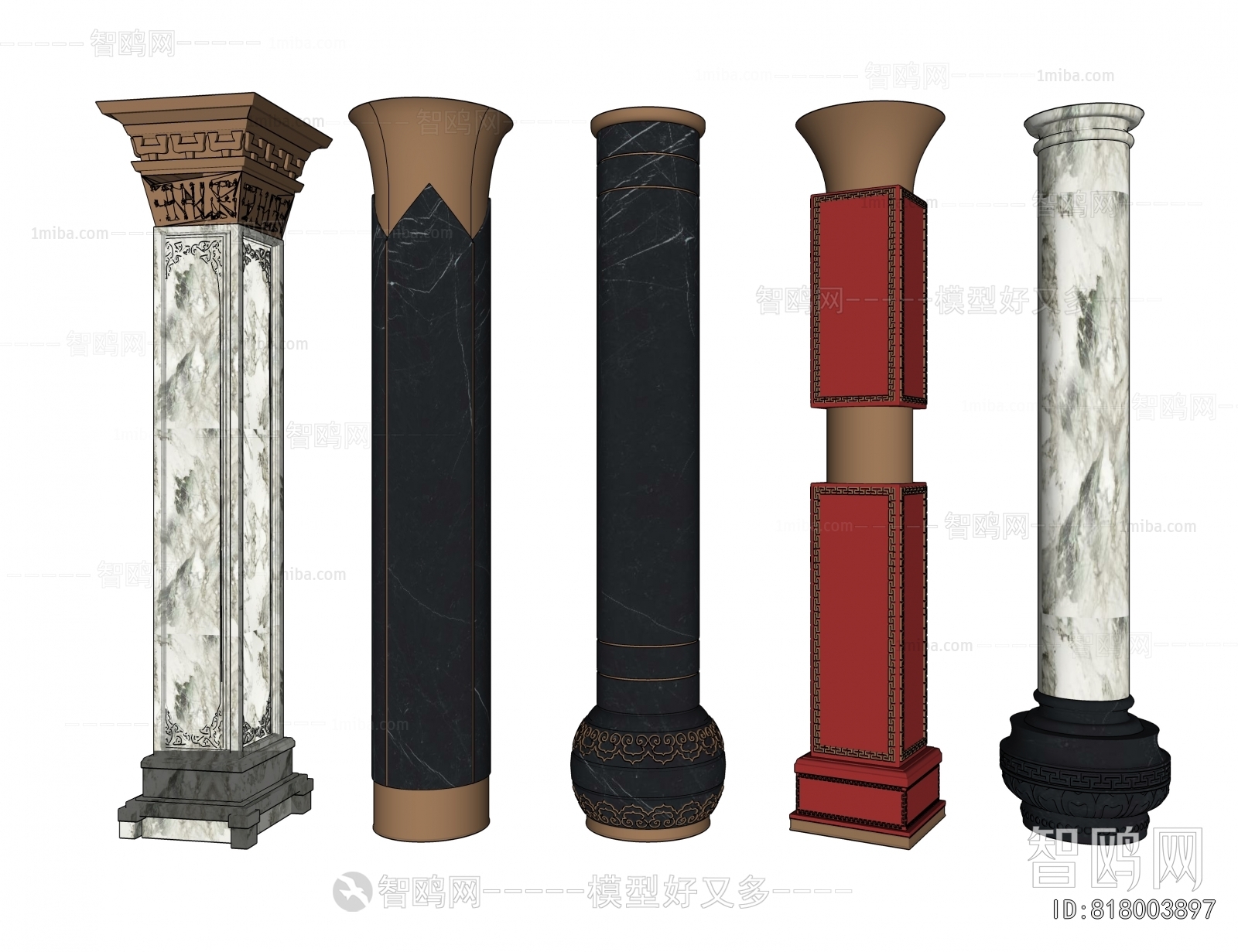 新中式柱子组合