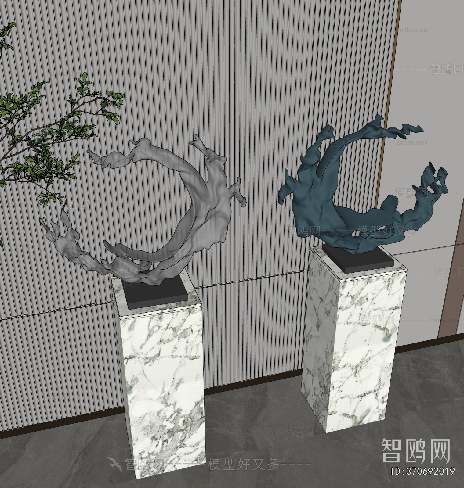 现代艺术雕塑摆件3D模型下载