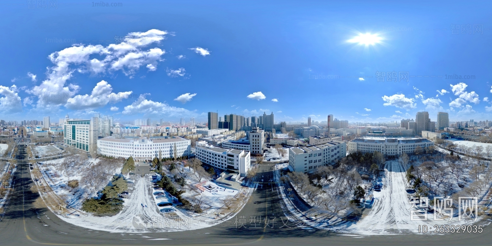 HDR冬天城市户外雪地风景