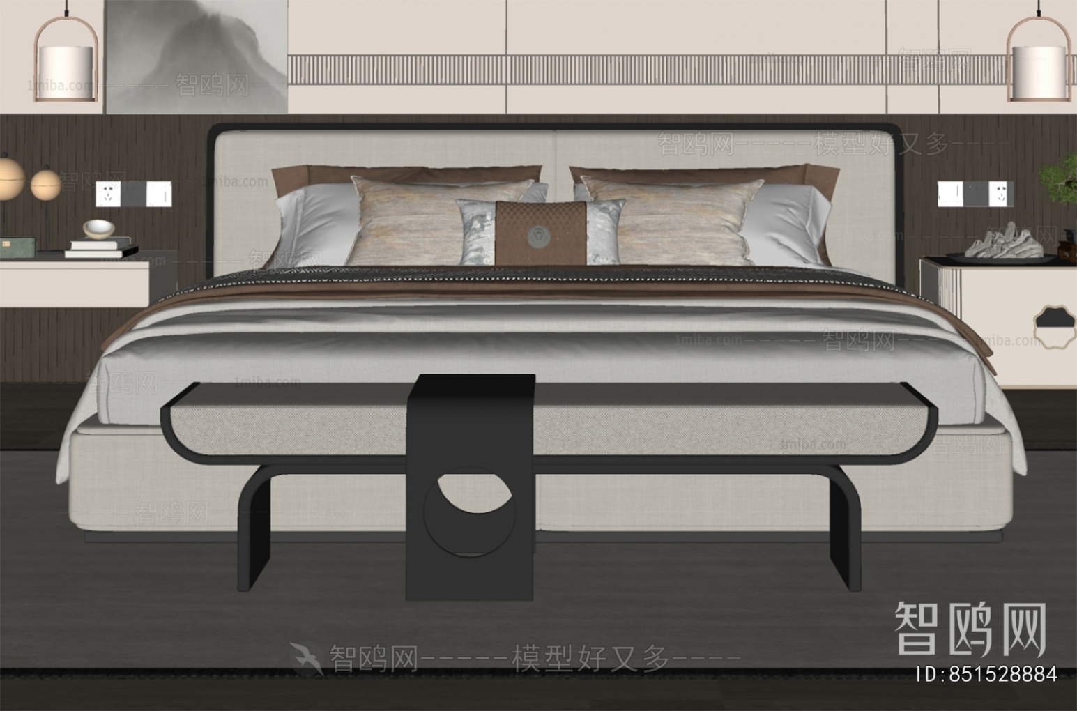 新中式双人床