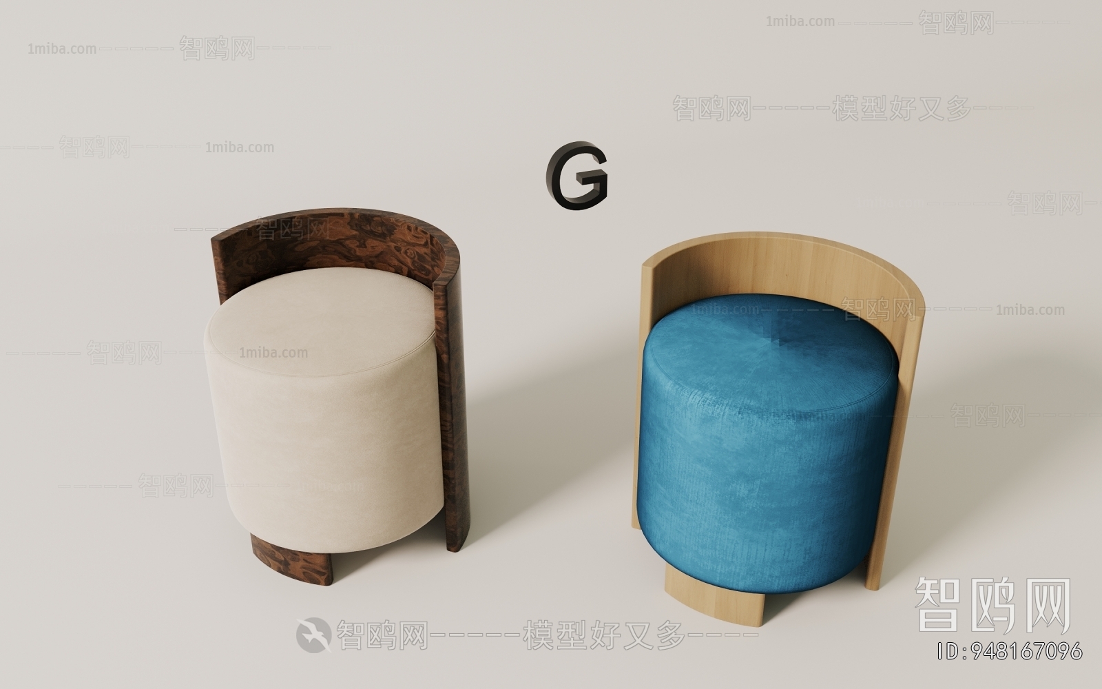 现代实木布艺圆凳