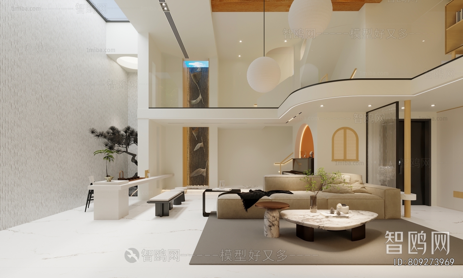 现代别墅地下休息室3D模型下载