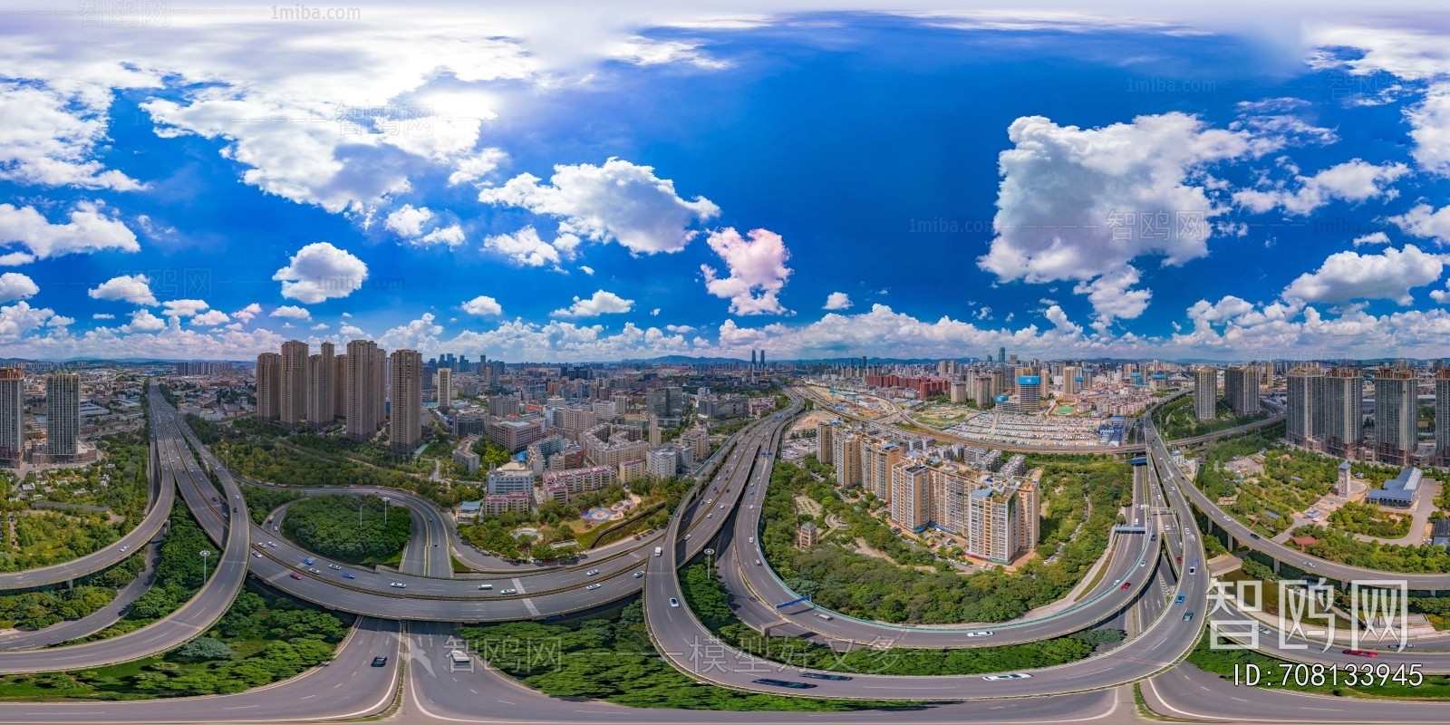 HDR白天城市鸟瞰建筑全景