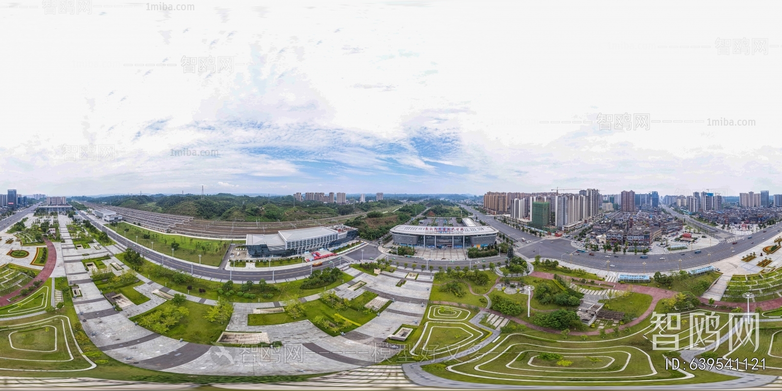 HDR白天城市鸟瞰建筑全景