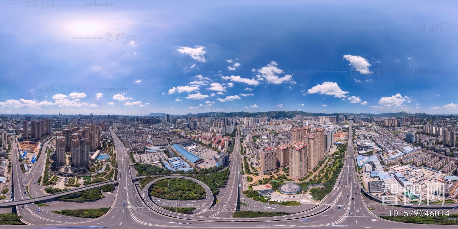 HDR白天城市鸟瞰建筑全景