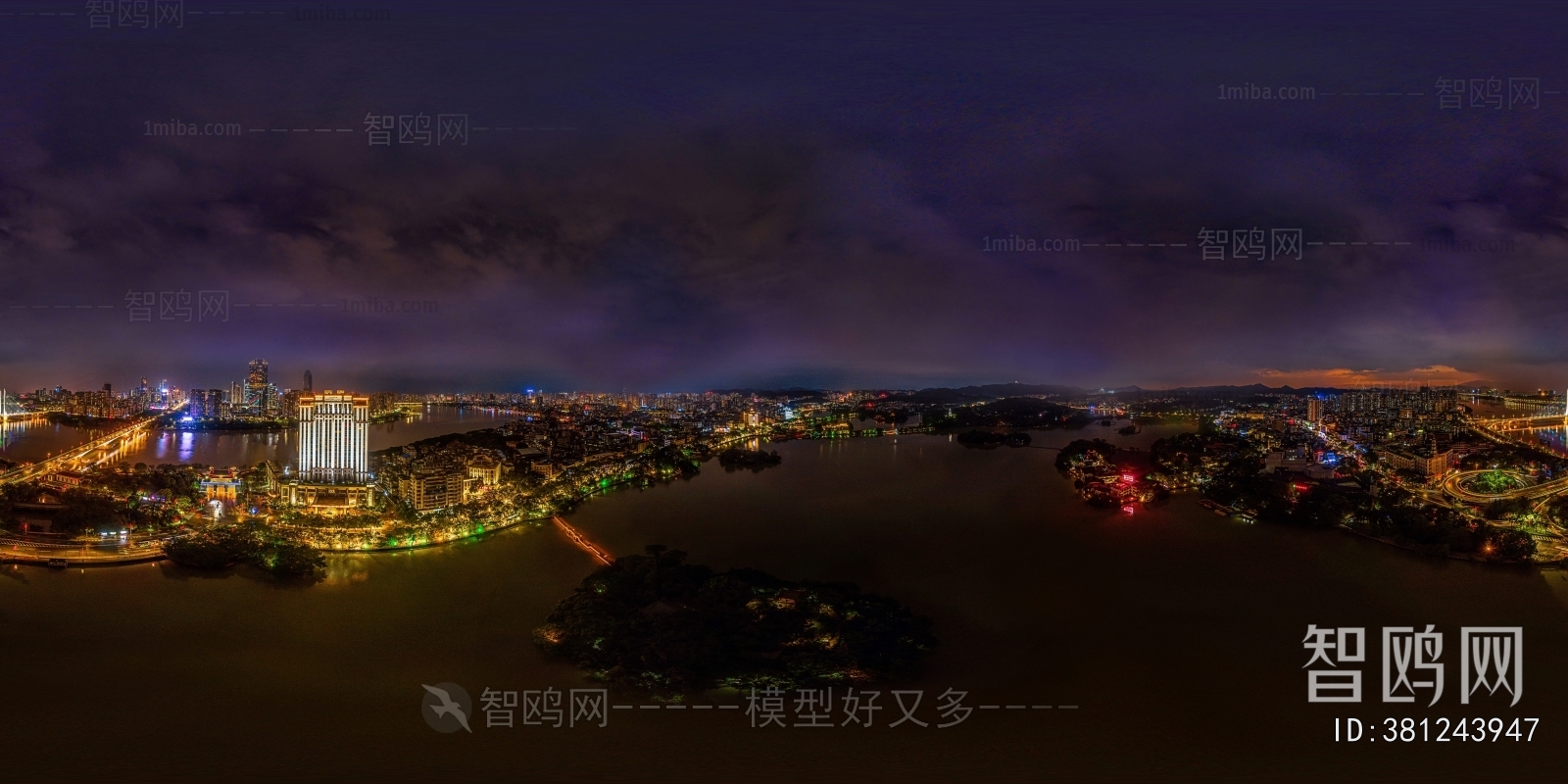 HDR晨曦黄昏城市夜景全景