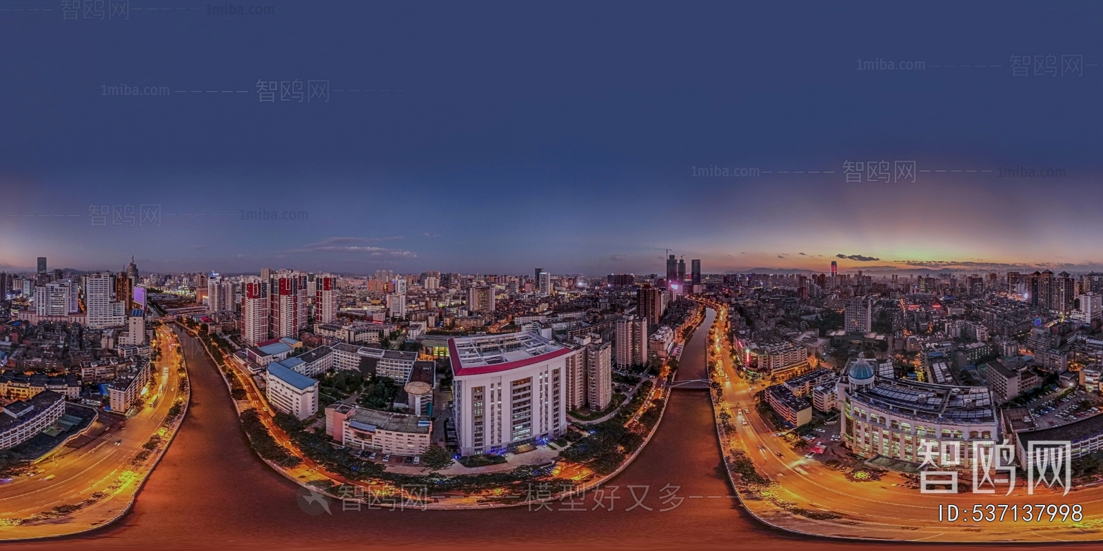 HDR晨曦黄昏城市夜景全景