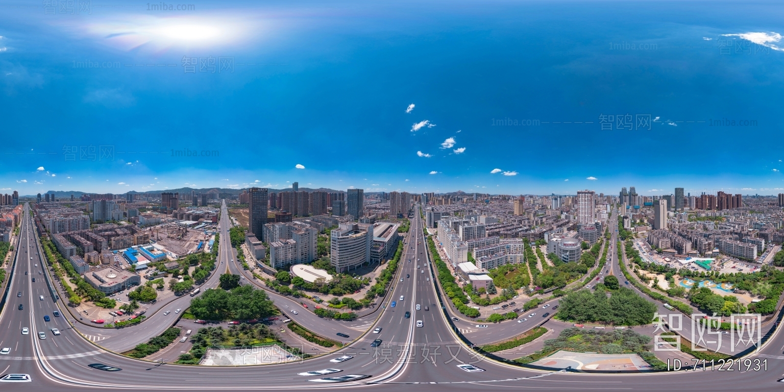 HDR白天城市鸟瞰建筑全景