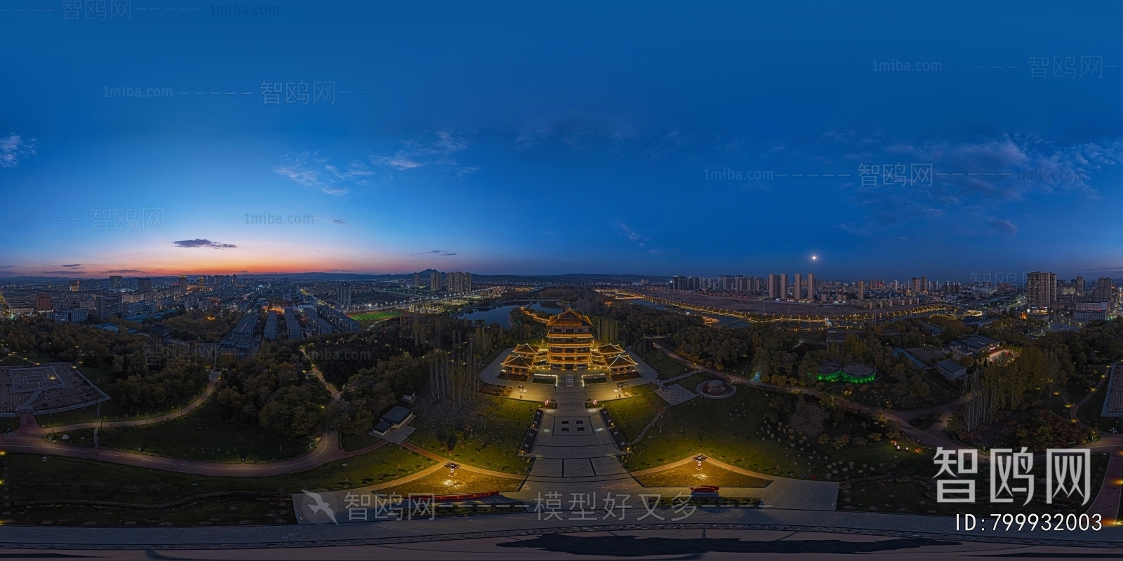 HDR晨曦黄昏城市夜景全景