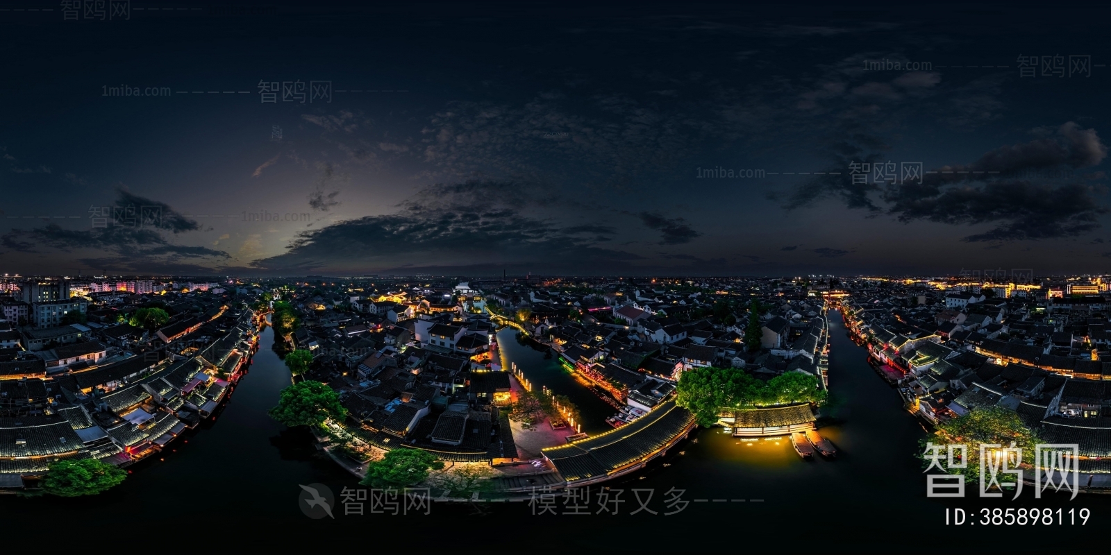 HDR晨曦黄昏城市夜景全景