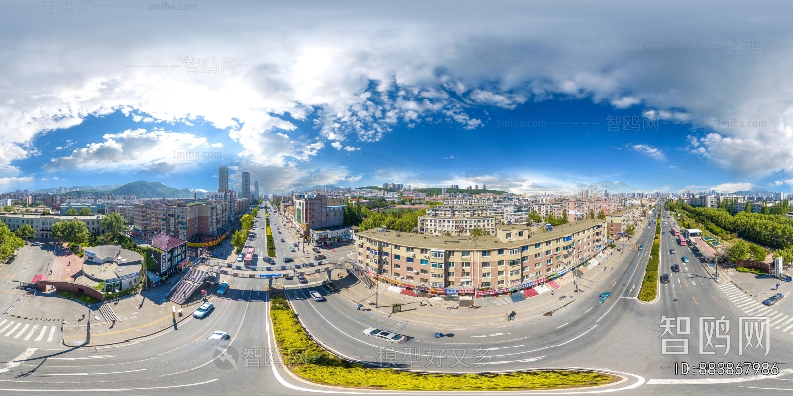 HDR白天城市生态绿化全景