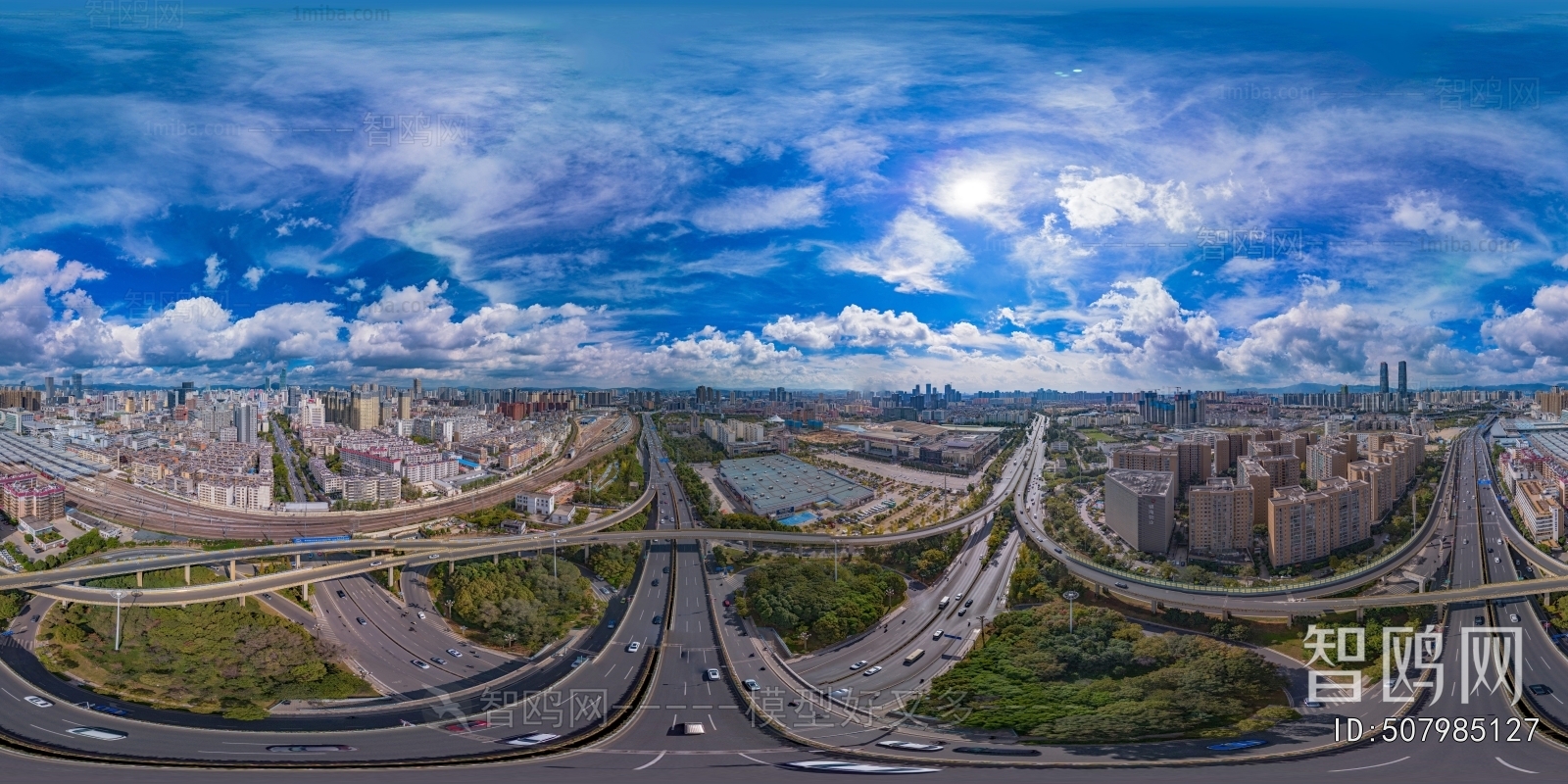 HDR白天城市鸟瞰建筑全景