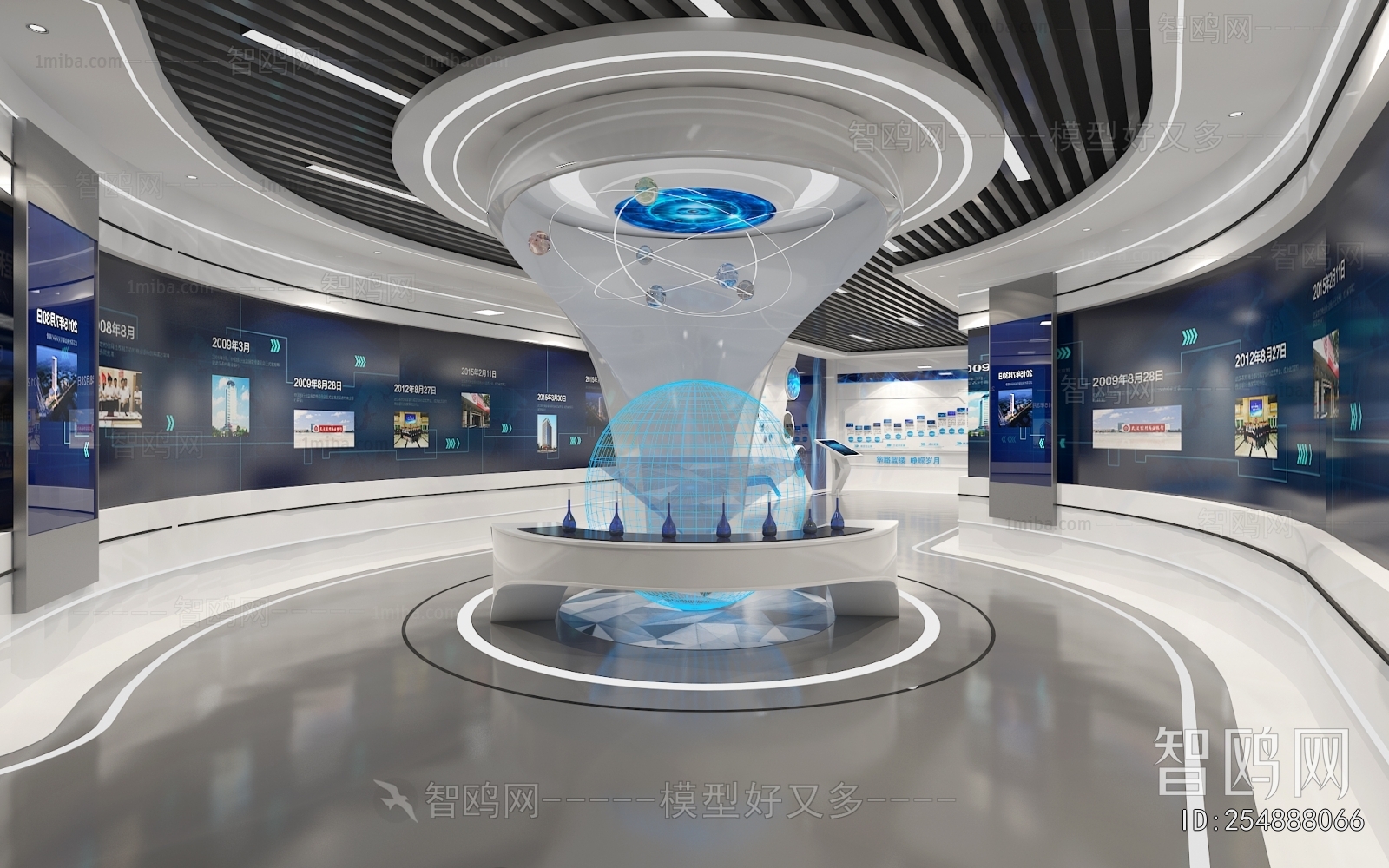 现代科技企业展厅3D模型下载