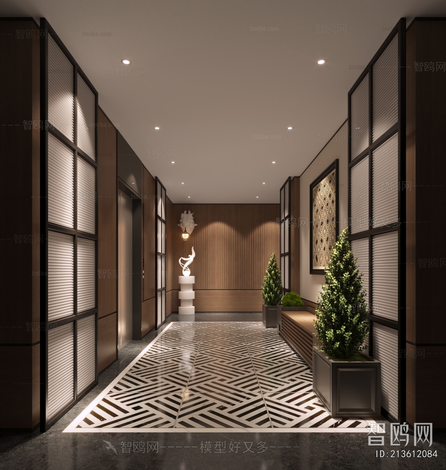 New Chinese Style Corridor Elevator Hall