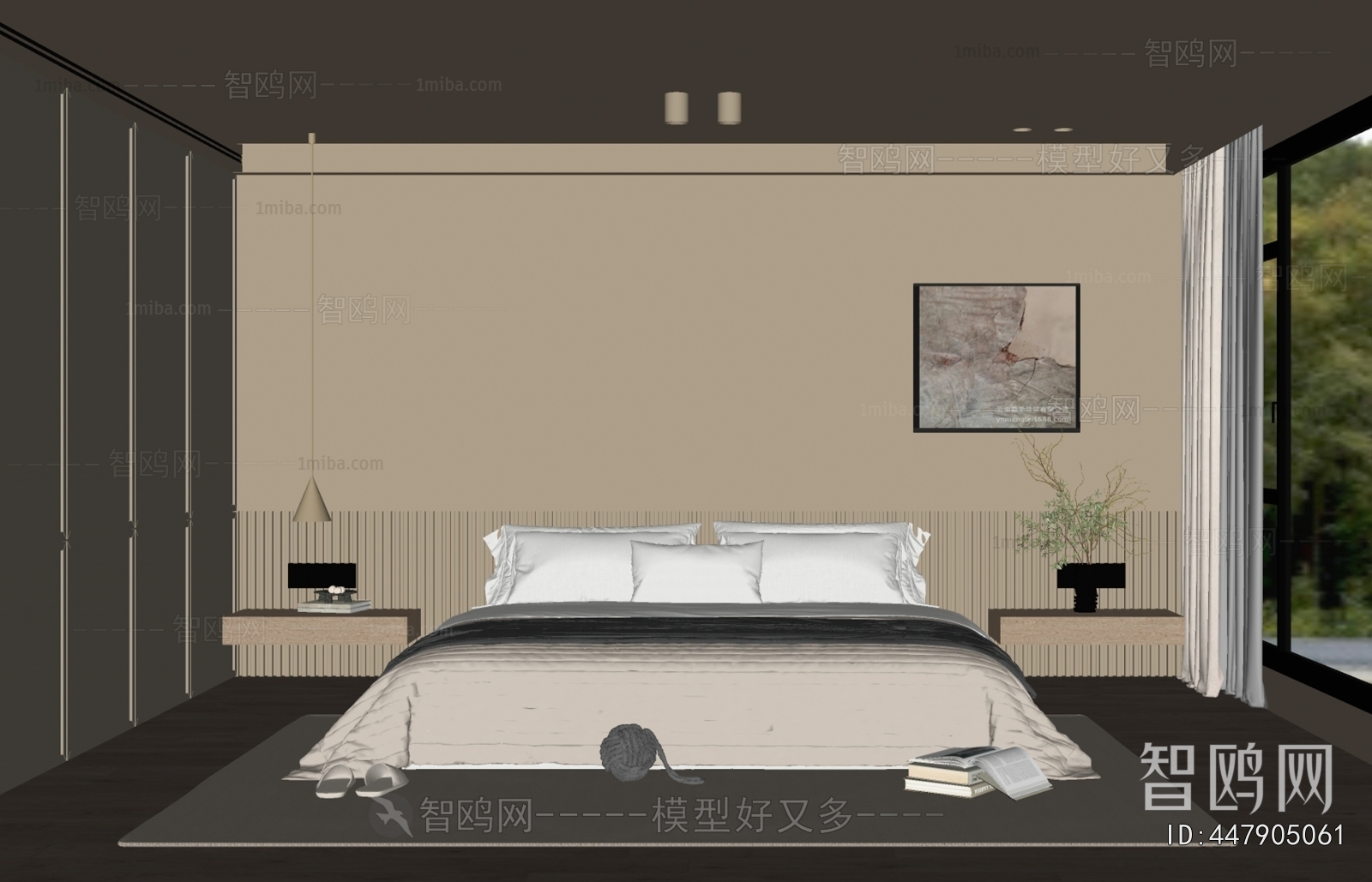 现代卧室3D模型下载