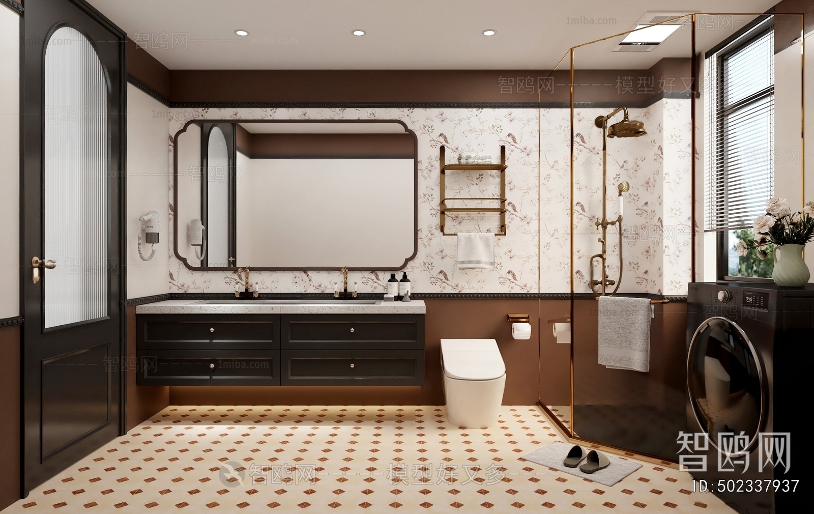 美式卫生间 浴室3D模型下载