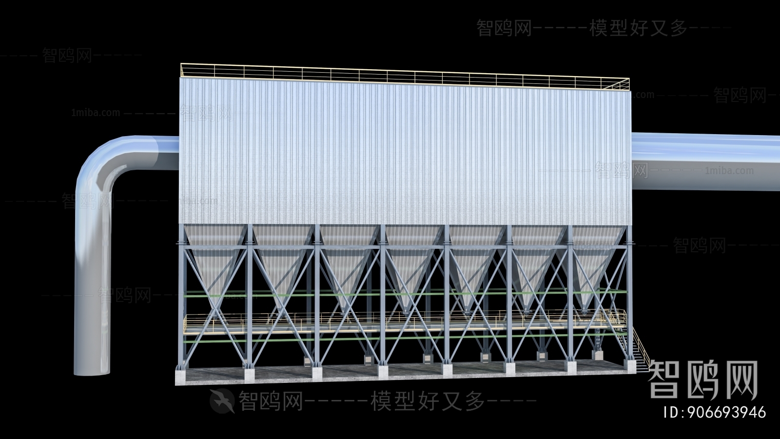 现代脱硫除尘器3D模型下载