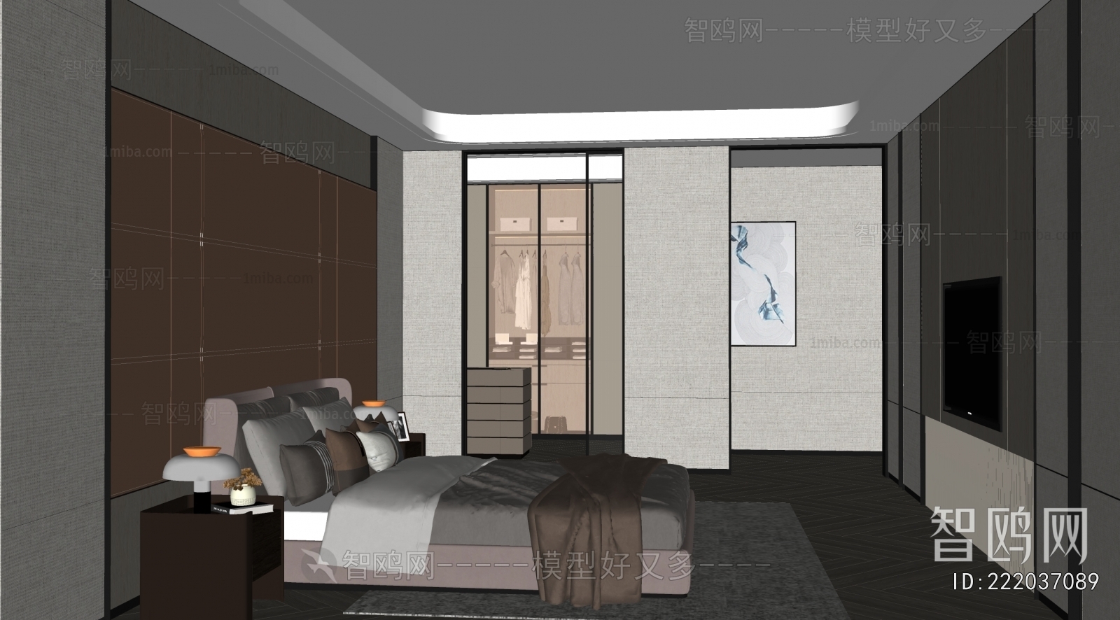 Minotti 米洛提现代意式卧室3D模型下载
