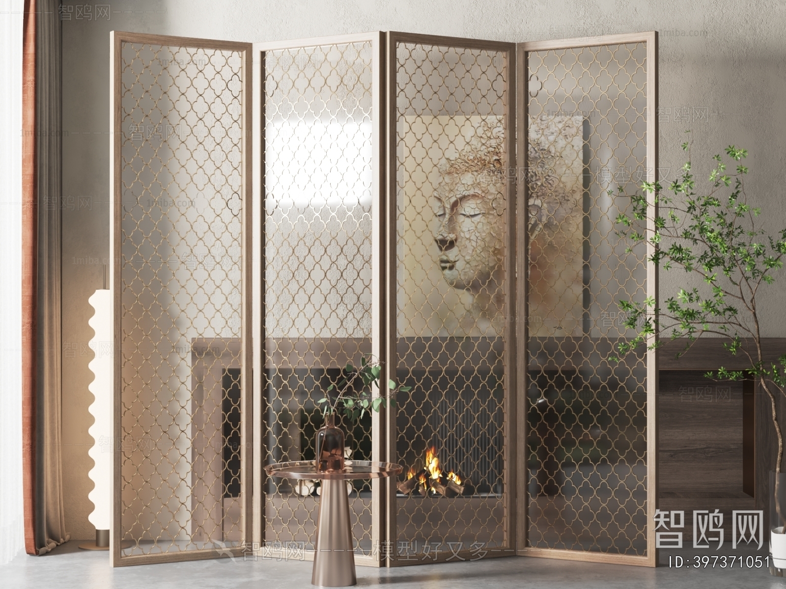 New Chinese Style Metal Screen Partition