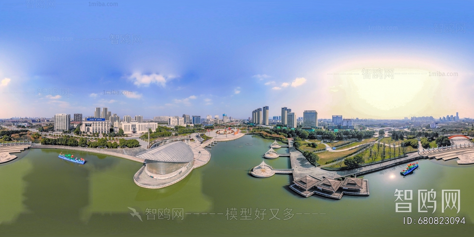 HDR江河湖泊绿化生态城市全景