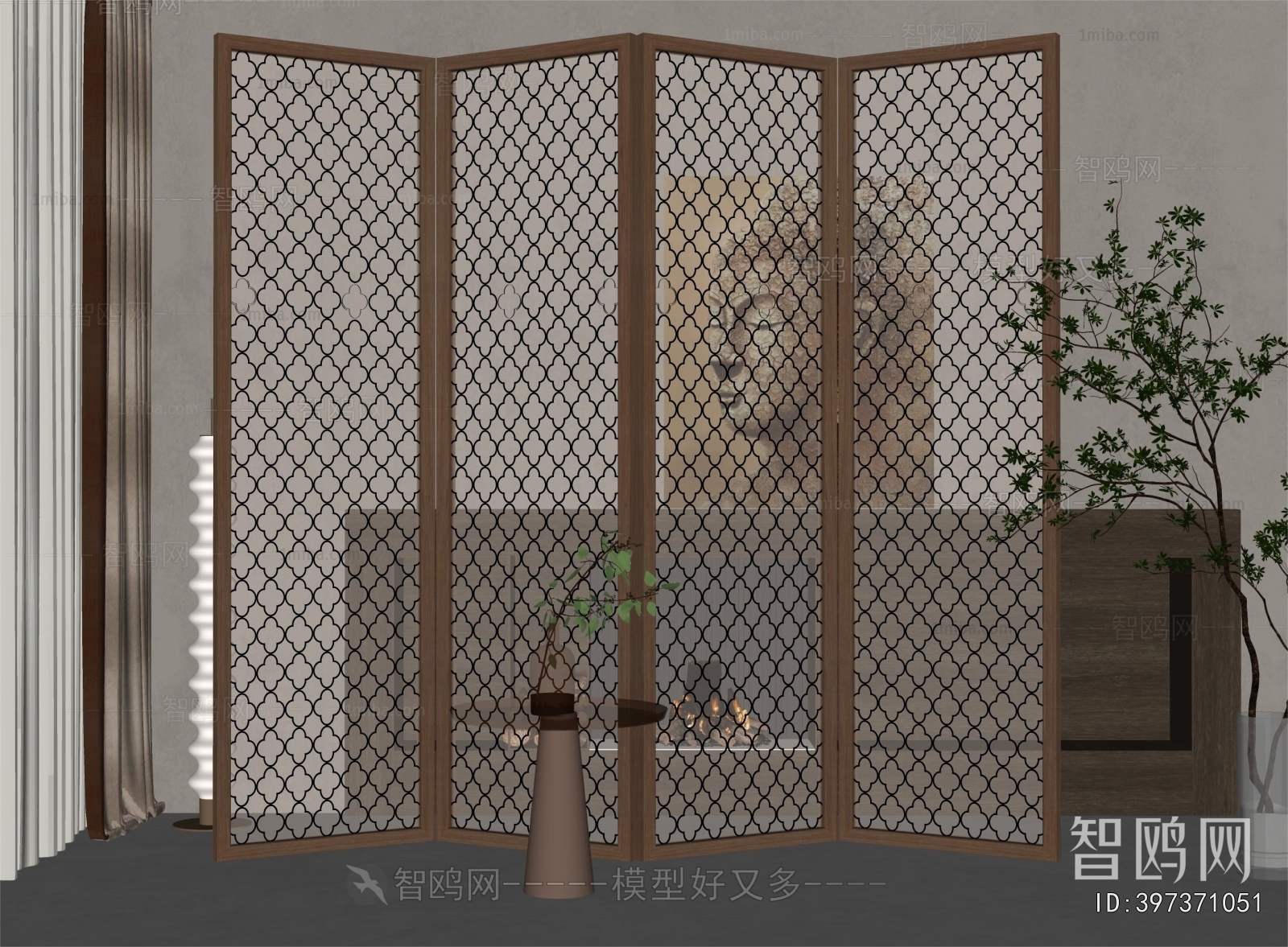 New Chinese Style Metal Screen Partition