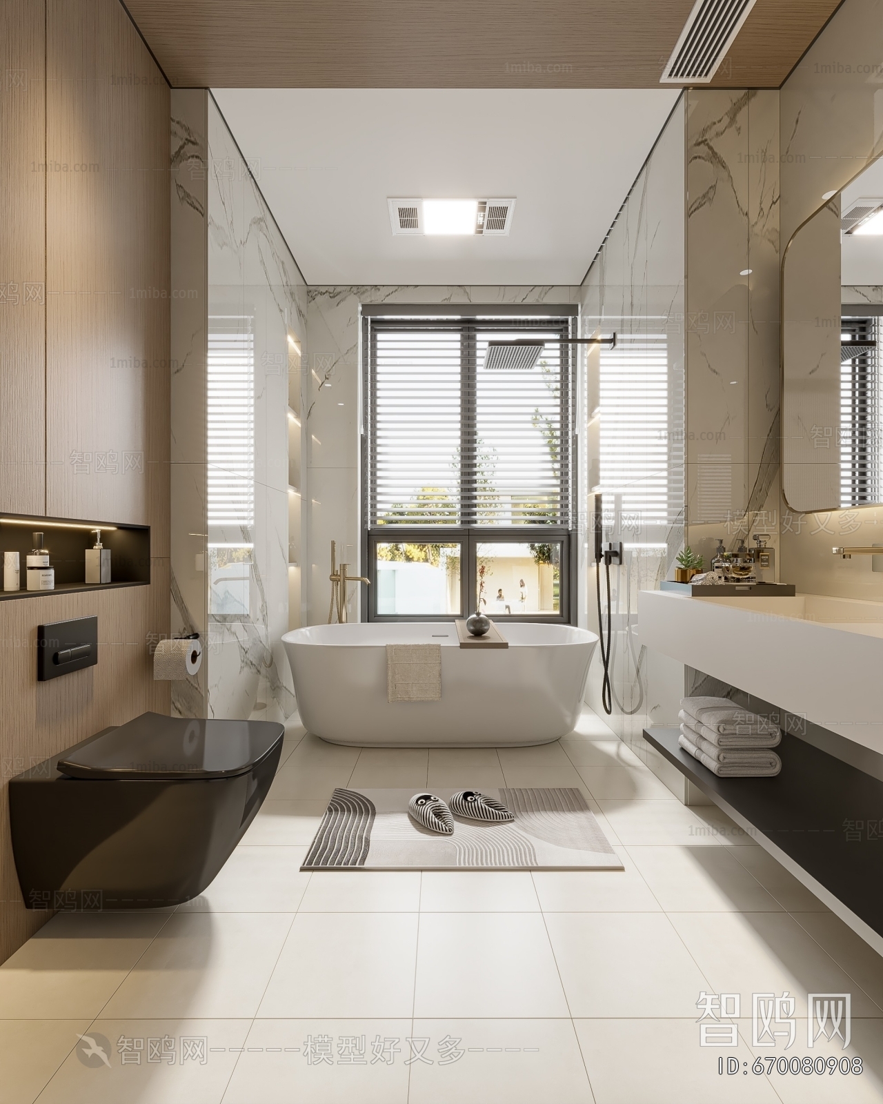 现代意式卫生间浴室3D模型下载