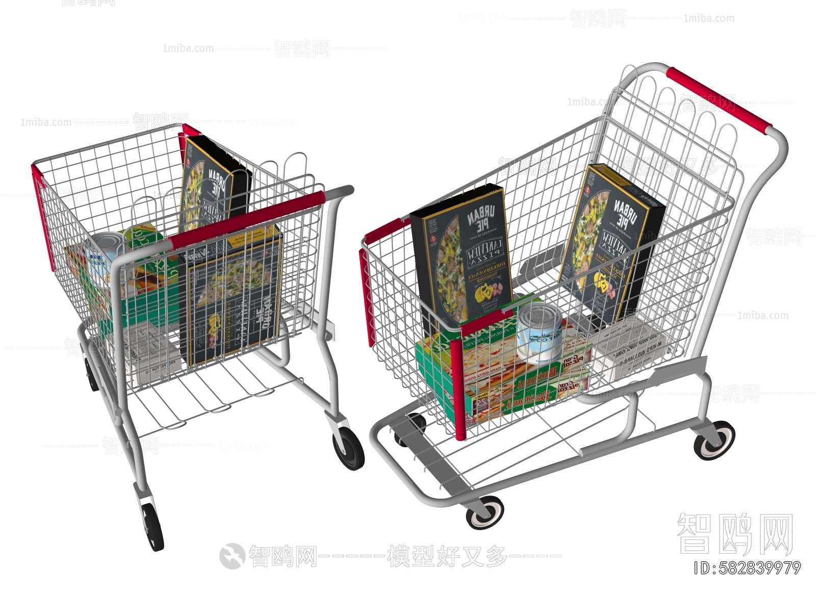 现代超市购物推车3D模型下载