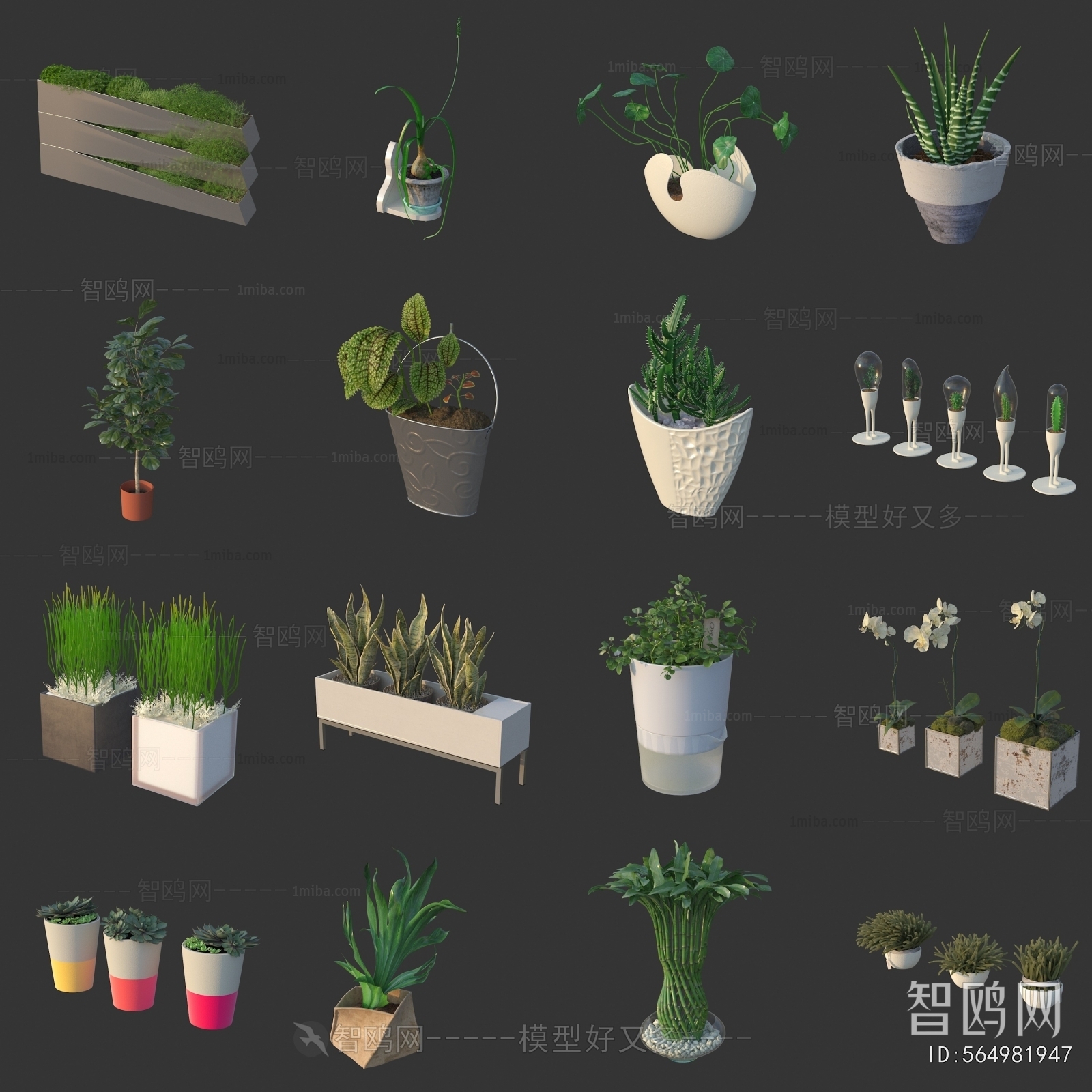 Modern Potted Green Plant