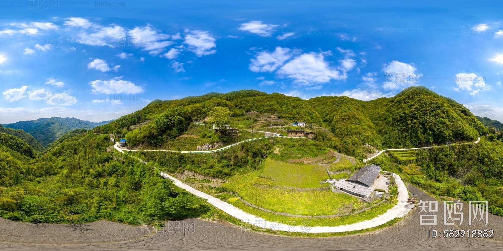 HDR乡村田野户外风景全景