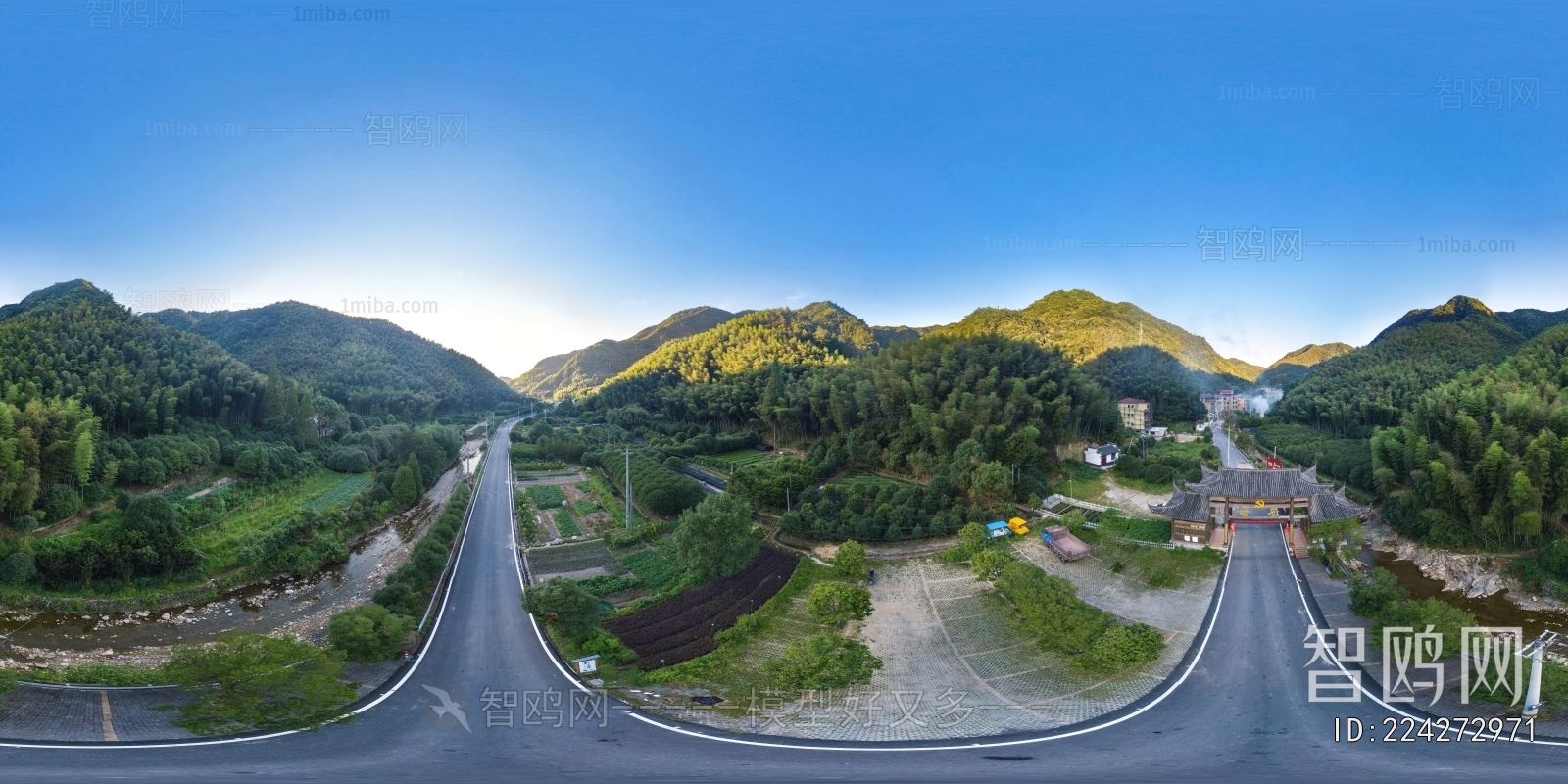 HDR乡村田野户外风景全景