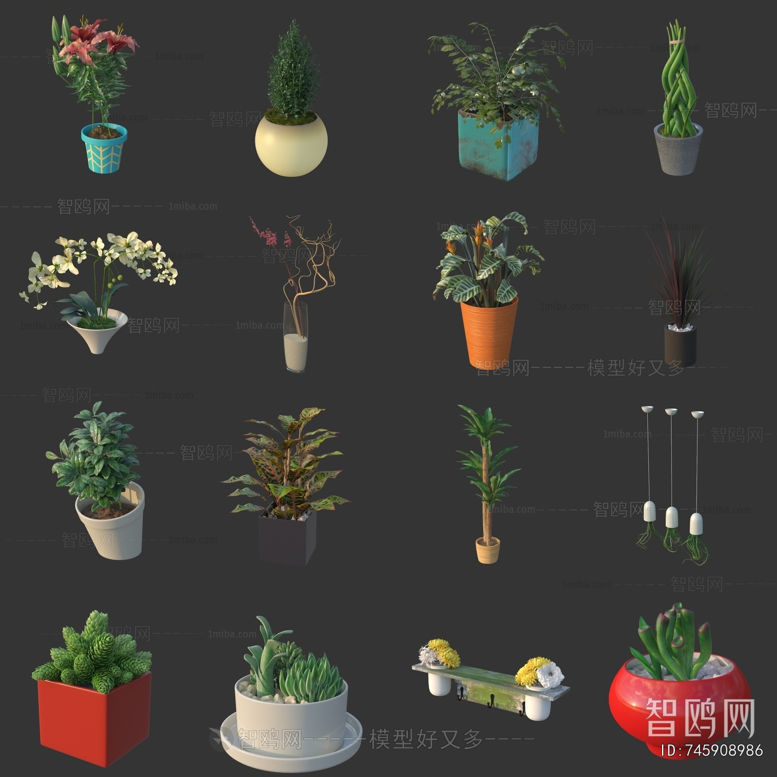 Modern Ground Green Plant Potted Plants