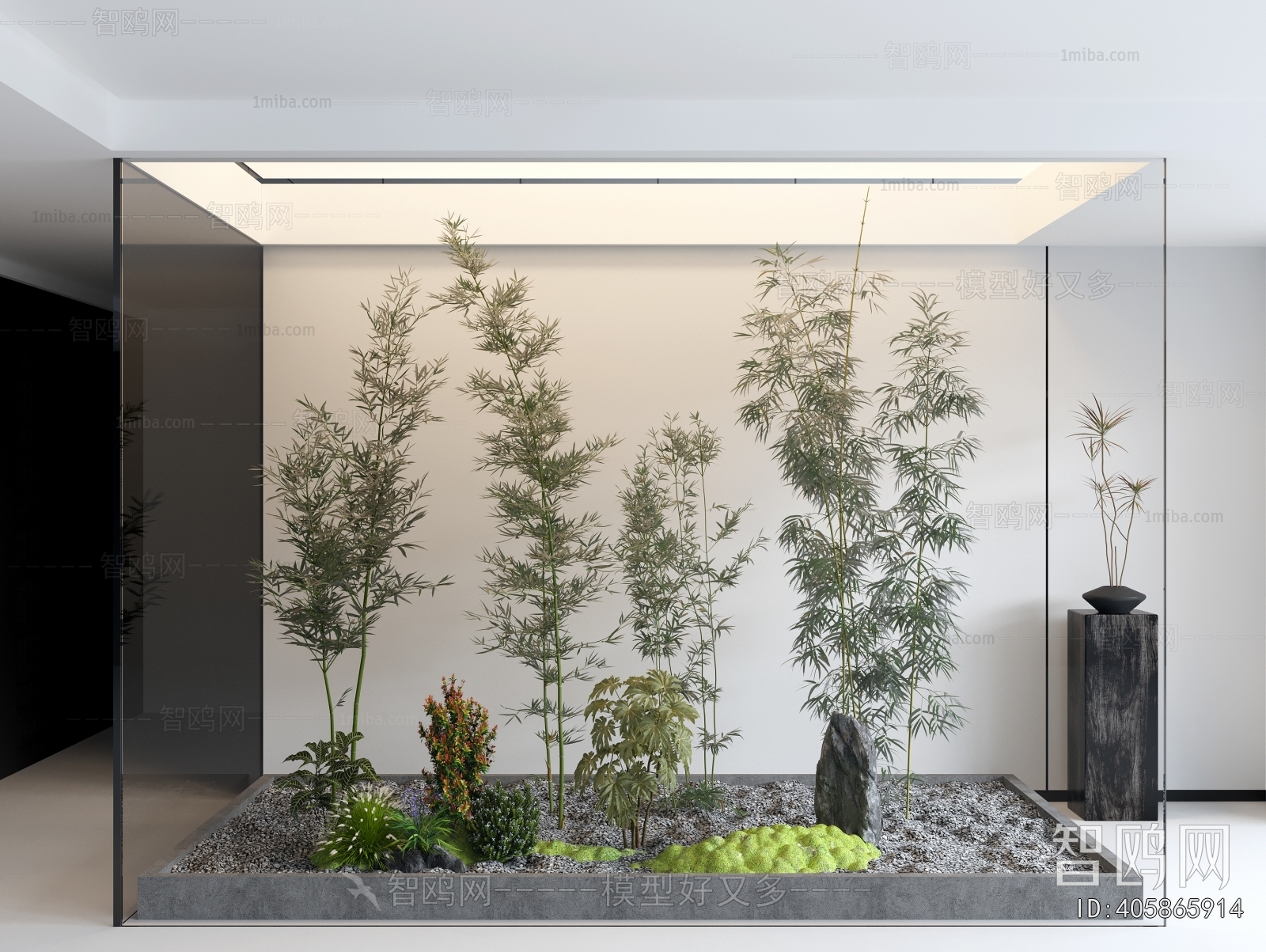 现代绿植竹子景观小品3D模型下载