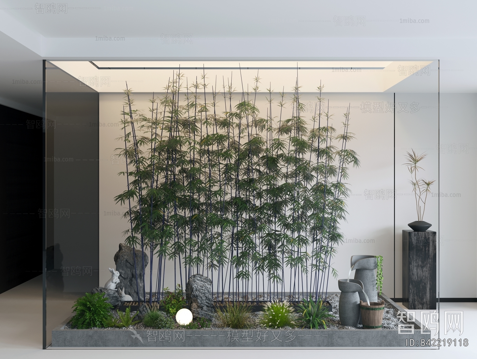 新中式绿植竹子景观小品3D模型下载