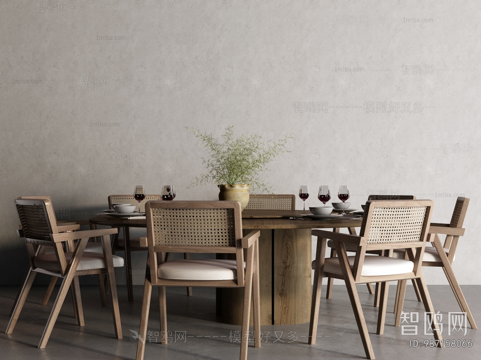 Wabi-sabi Style Dining Table And Chairs