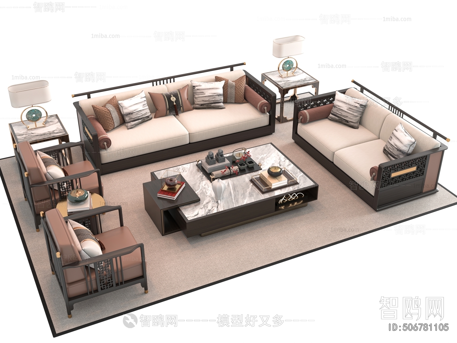 New Chinese Style Sofa Combination