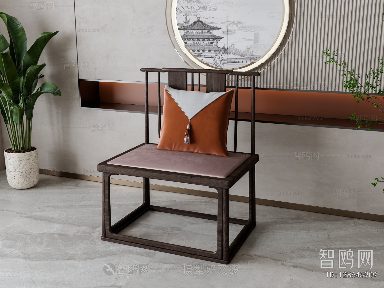 新中式餐椅 休闲椅3D模型下载