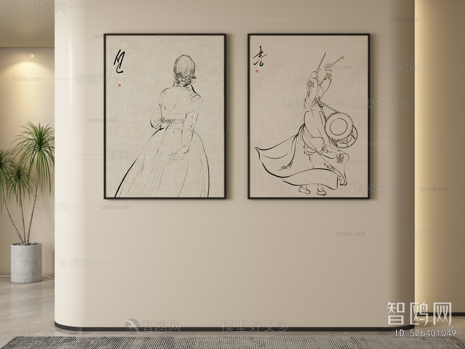 新中式抽象人物挂画