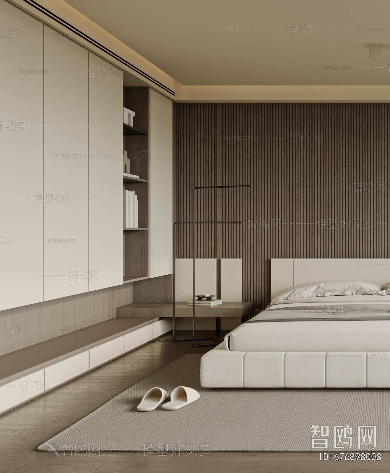 现代意式卧室3D模型下载