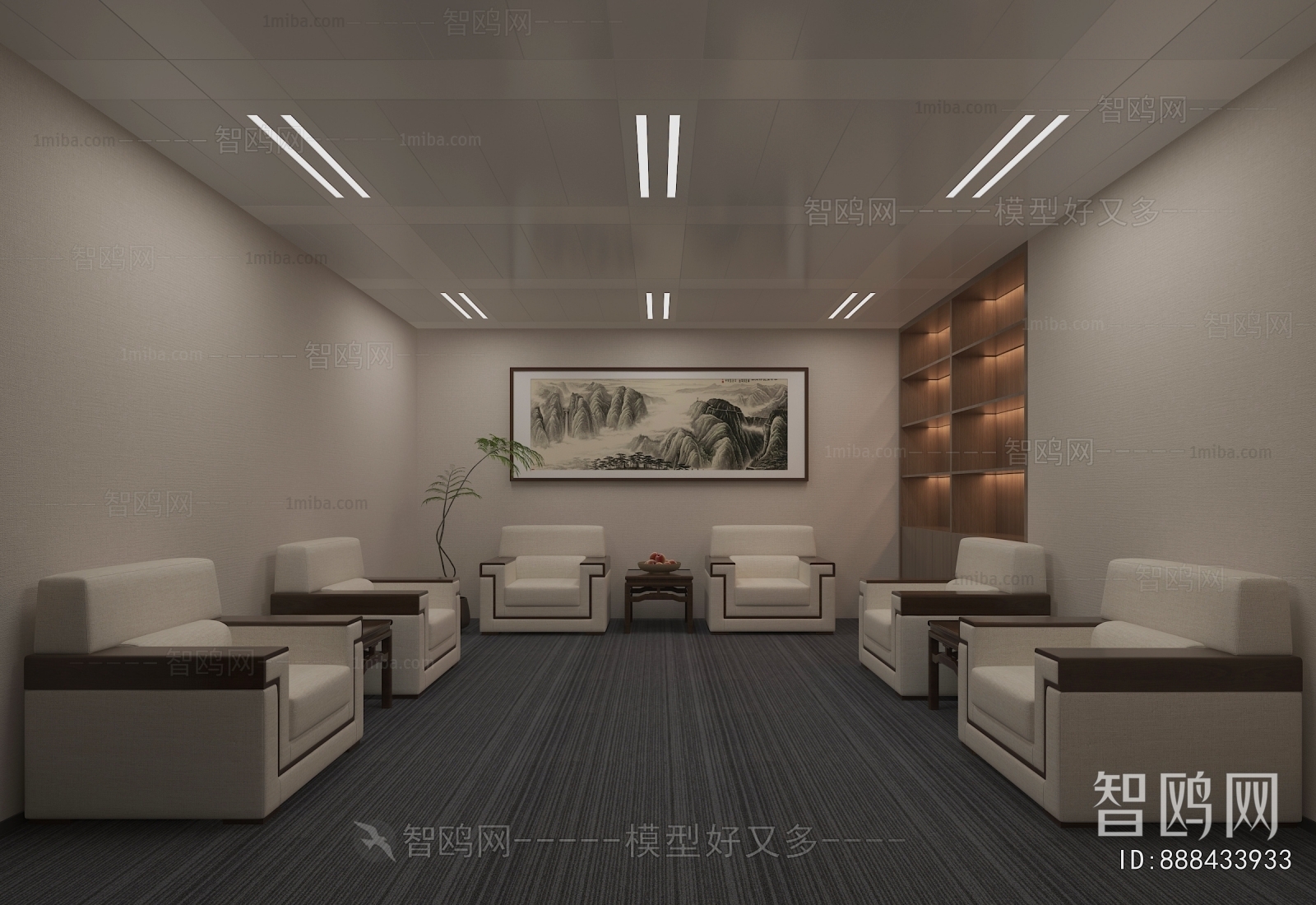 New Chinese Style Office Living Room