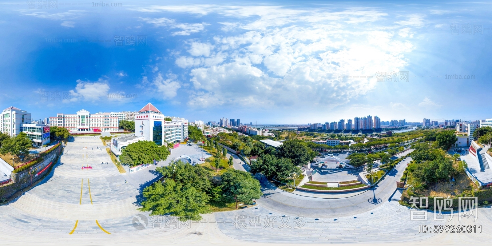 HDR白天城市休闲广场全景